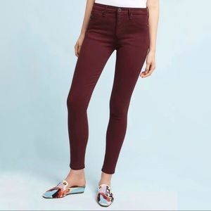 AG Adriano Goldschmied Women's Burgundy Ankle Jeans